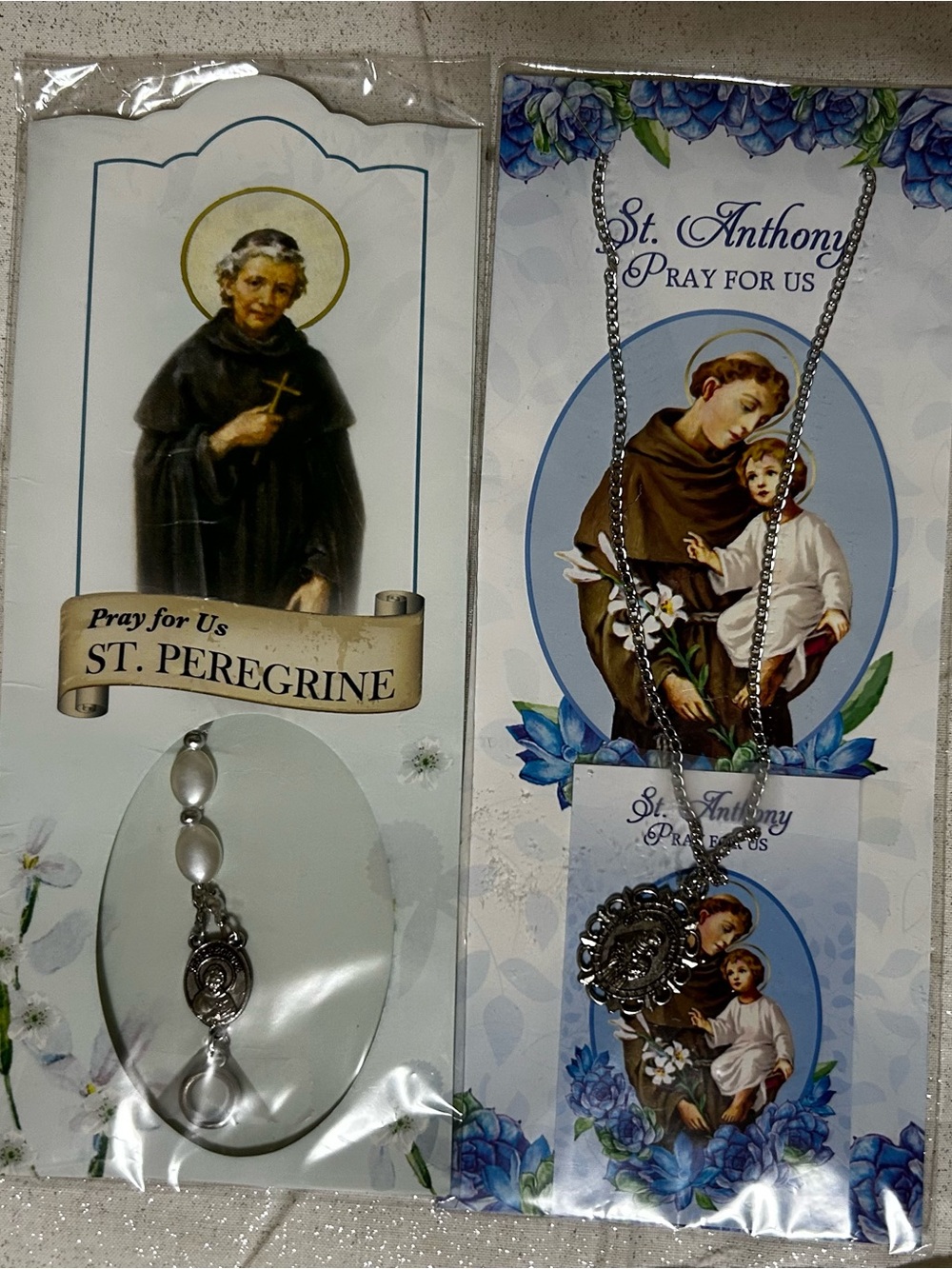 St Peregrine and St Anthony necklace and bracelet